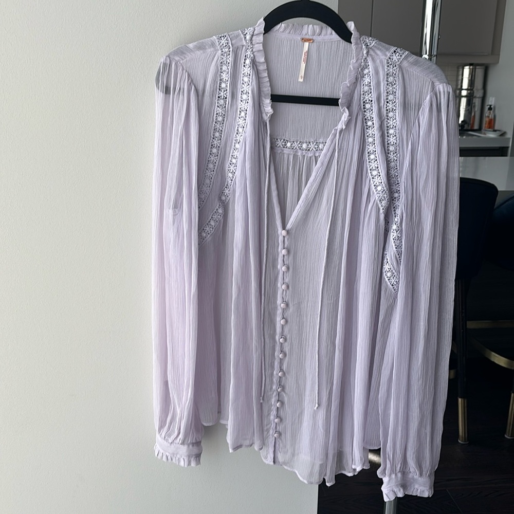 Free people lilac sheer blouse
